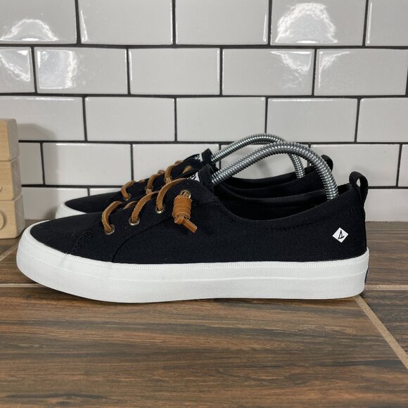 Sperry x Netflix Crest Vibe Womens 9.5 Shoes Black Outer Banks Slip On Sneakers - Picture 1 of 12